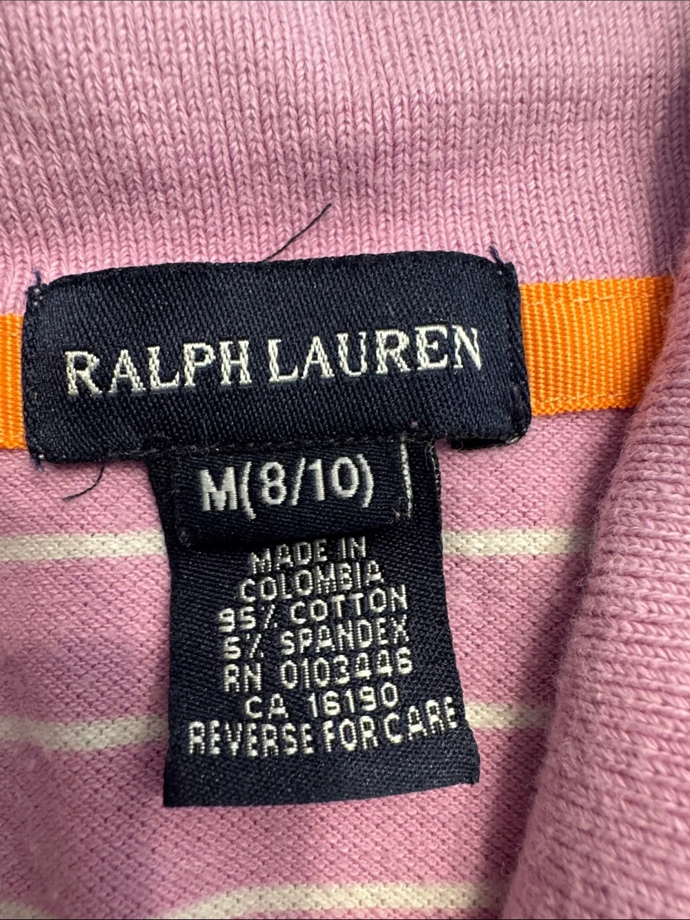 Ralph Lauren Lavender and White Striped Sleeveless Polo Dress with Orange Logo